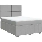 vidaXL Boxspring met matras stof lichtgrijs 140x200 cm