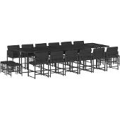 vidaXL 17-delige Tuinset met kussens poly rattan zwart