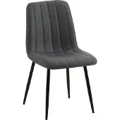CLP Essstoel, bekleed met fluweel, model Dijon, met sierstiksels en vloerbeschermers, donkergrijs. Materiaal: fluweel