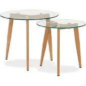 Homestyle4u Bijzettafel - Glas rond - set van 2