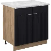 Vicco Fame-Line Keukenonderkast – 80 cm, WB Marmer Zwart gestreept