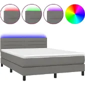 Syfax Boxspring met matras en LED stof donkergrijs 140x200 cm