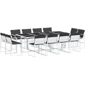 vidaXL 13-delige Tuinset met kussens textileen wit