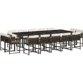 vidaXL 15-delige Tuinset met kussens poly rattan bruin