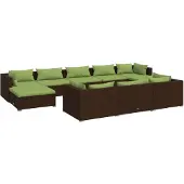 vidaXL 10-delige Loungeset met kussens poly rattan bruin