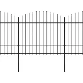 vidaXL Tuinhek met speren bovenkant (1,5-1,75)x13,6 m staal zwart