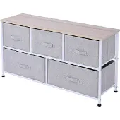 HOMCOM Stoffen Dressoir - Staal - 100x30x54cm - Grijs
