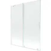 Mexen Velar badwand 2-delig schuifbaar 140 x 150 , transparant, wit - 896-140-000-01-20