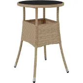 Syfax Tuintafel Ø60x75 cm gehard glas en poly rattan beige