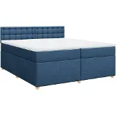vidaXL Boxspring met matras stof blauw 200x200 cm