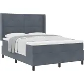 vidaXL Boxspring bed met hoofdeinde Donkergrijs 140 x 200 cm Fluweel