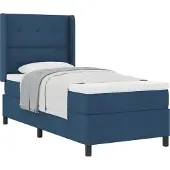 vidaXL Boxspring bed met kussen met hoofdeinde Blauw 190 x 90 cm Stof