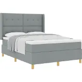 vidaXL Boxspring bed met hoofdeinde Lichtgrijs 140 x 190 cm Stof