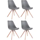 CLP Toulouse Set van 4 stoelen - Rond - Kunstleer grijs natura