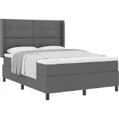 vidaXL Boxspring bed met kussen Donkergrijs 190 x 140 cm Stof