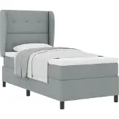 vidaXL Boxspring bed met hoofdeinde Lichtgrijs 90 x 190 cm Stof