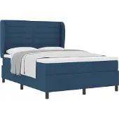 vidaXL Boxspring bed met matras met hoofdeinde Blauw 140 x 200 cm Stof