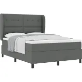 vidaXL Boxspring bed met hoofdeinde Donkergrijs 140 x 200 cm Stof