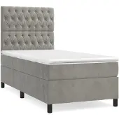 Syfax Boxspring met matras fluweel lichtgrijs 100x200 cm