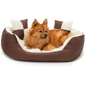 Lionto Hondenbed omkeerbaar, waterafstotend & zacht, 65x50 cm bruin/beige