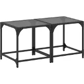 vidaXL Salontafels 2 st met zwart glazen blad 40x40x40 cm staal