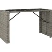Syfax Bartafel met glazen blad 185x80x110 cm poly rattan grijs