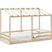 Prolenta Maison Exclusive - Kinderbed met kap, wit, 80x200 cm, massief grenenhout