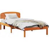 Syfax Bedframe met hoofdeinde Wasbruin 90 x 190 cm Massief grenenhout