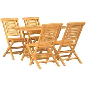 vidaXL 5-delige Tuinset massief teakhout