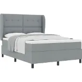 vidaXL Boxspring bed met hoofdeinde Lichtgrijs 140 x 200 cm Stof
