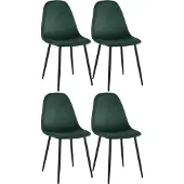 CLP Set van 4 eetkamerstoelen Napier, bekleed, geschikt tot 150 kg, groen. Materiaal: fluweel