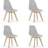 Leobert Set van 4 Eetkamerstoelen KITO – Grijs – Beuken Poten – Kuipstoel met Kunststof Zitting – Tijdloos Design, Functioneel en Duurzaam, Geschikt voor Woonkamer, Eetkamer en Kantoor