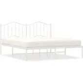 vidaXL Bedframe met hoofdbord metaal wit 180x200 cm