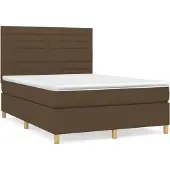 vidaXL Boxspring met matras stof donkerbruin 140x200 cm