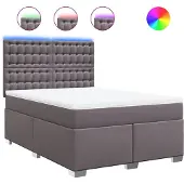vidaXL Boxspring met matras kunstleer grijs 140x190 cm