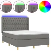 Syfax Boxspring met matras en LED stof donkergrijs 140x200 cm