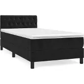 vidaXL Boxspring met matras fluweel zwart 90x200 cm