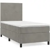 Syfax Boxspring met matras fluweel lichtgrijs 90x200 cm