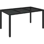 Syfax Tuintafel met glazen blad 150x90x75 cm poly rattan zwart