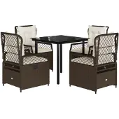 vidaXL 5-delige Tuinset met kussens poly rattan bruin