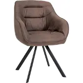 CLP Eetkamerstoel, draaibaar met armleuningen, model Russel. Keukenstoel, verkrijgbaar in velours of stof, kleur crème. Materiaal: velours
