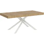 Ityhome - Uittrektafel 180/284x90 cm, model Karida, eikenhout, naturel, met witte poten