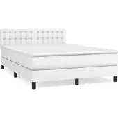 Syfax Boxspring met matras kunstleer wit 140x200 cm