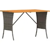 Syfax Tuintafel met acaciahouten blad 105x75x72 cm poly rattan grijs