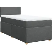 vidaXL Boxspring met matras stof donkergrijs 90x200 cm