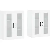Syfax Hangkasten 2 st bewerkt hout wit