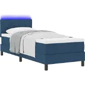Syfax Boxspring bed met LED-stripverlichting Blauw 80 x 200 cm Stof
