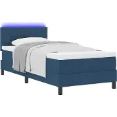 Syfax Boxspring bed met LED-stripverlichting Blauw 100 x 200 cm Stof