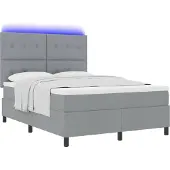 Syfax Boxspring bed met hoofdeinde Lichtgrijs 140 x 190 cm Stof