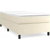 vidaXL Boxspring bed kunstleer crèmekleurig 90x200 cm